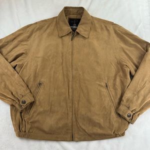 Weatherproof Mens Size Large Bomber Jacket Tan Faux Suede Full Zip